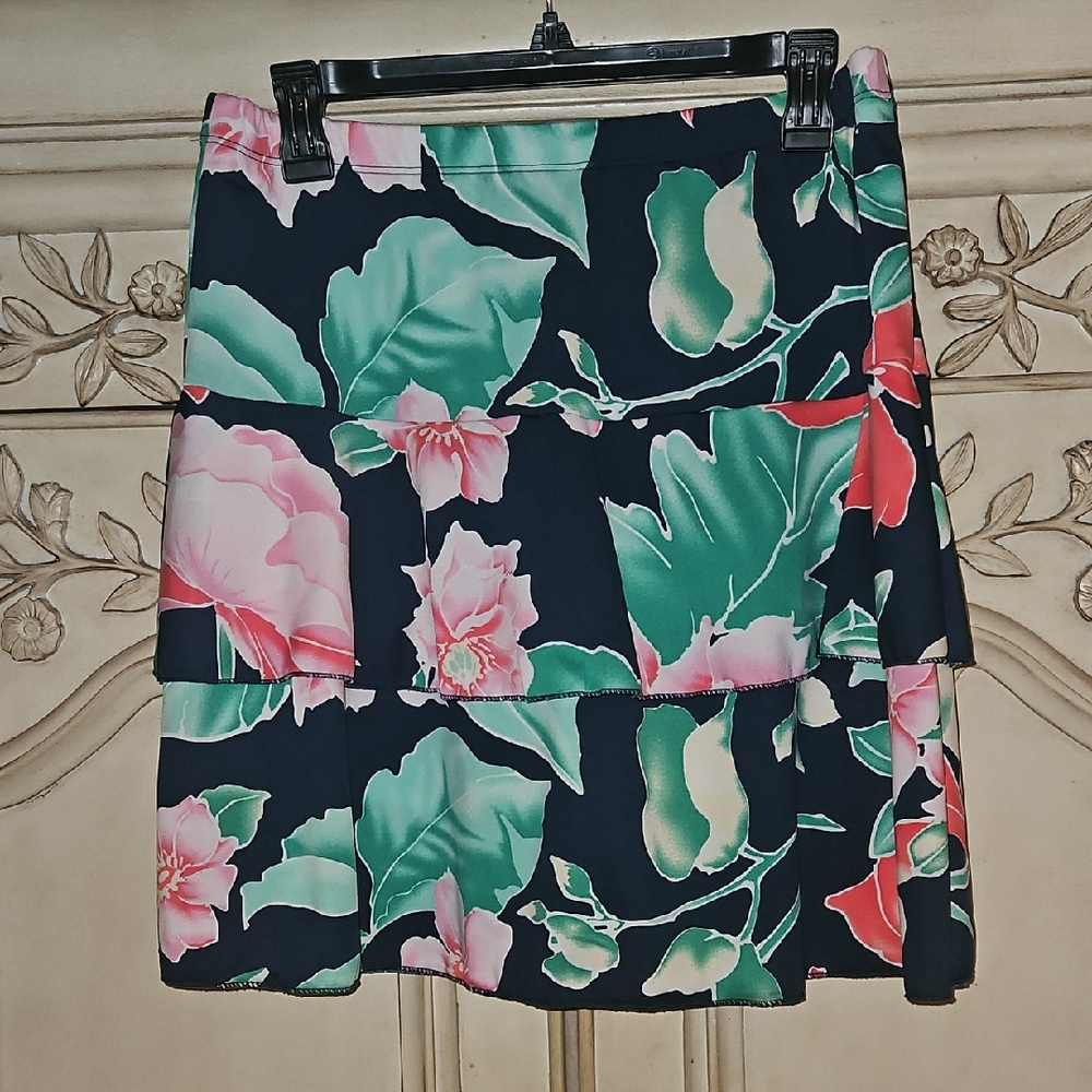 Floral Swim / Golf Skort in Navy and Green